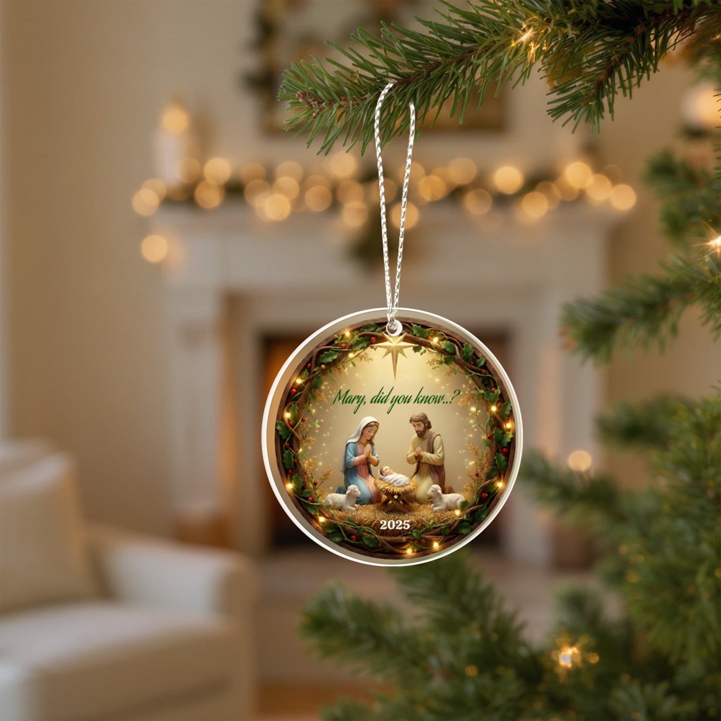 Mary, did you know..? Acrylic Circle Ornament