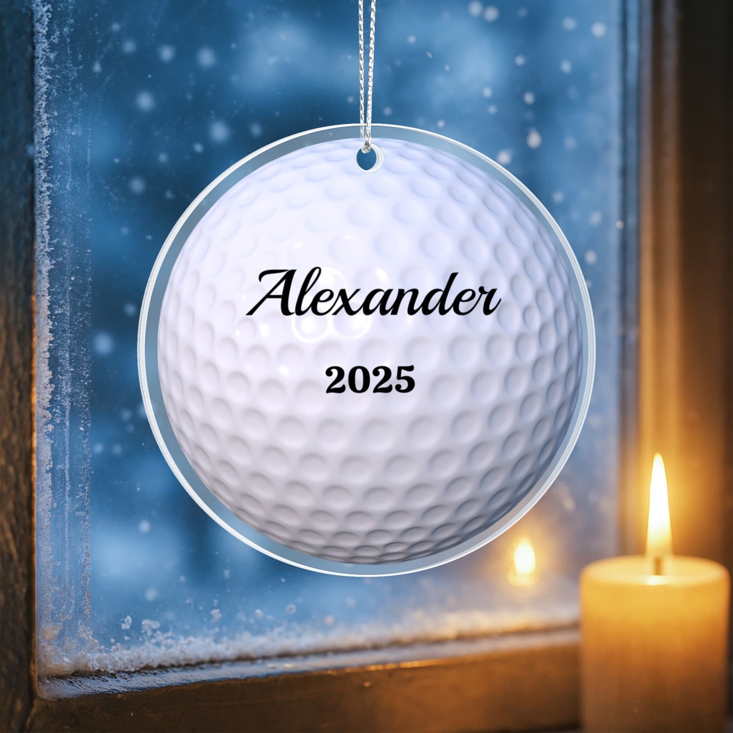 Golf Ball Acrylic Circle Ornament