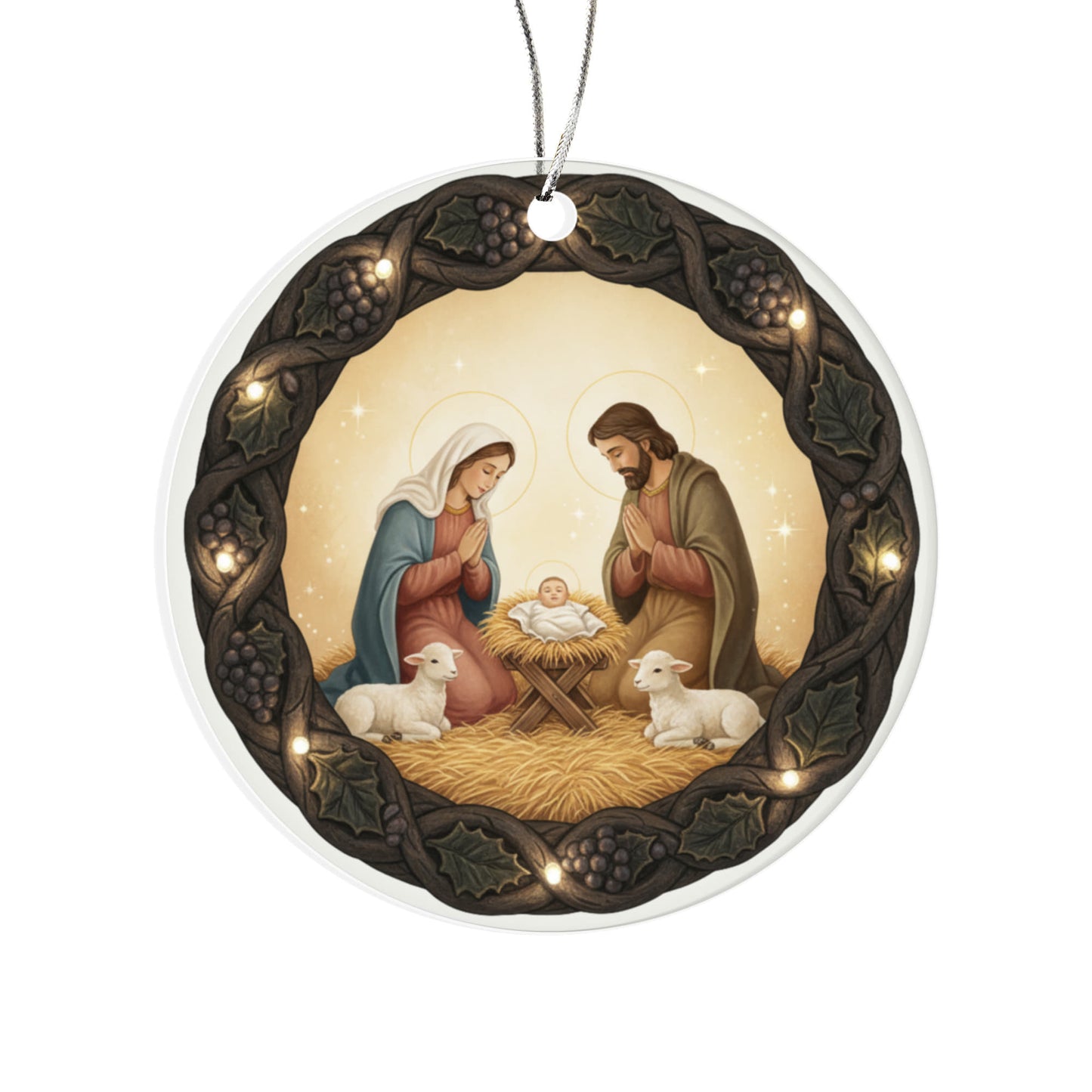 Vintage Nativity Acrylic Circle Ornament