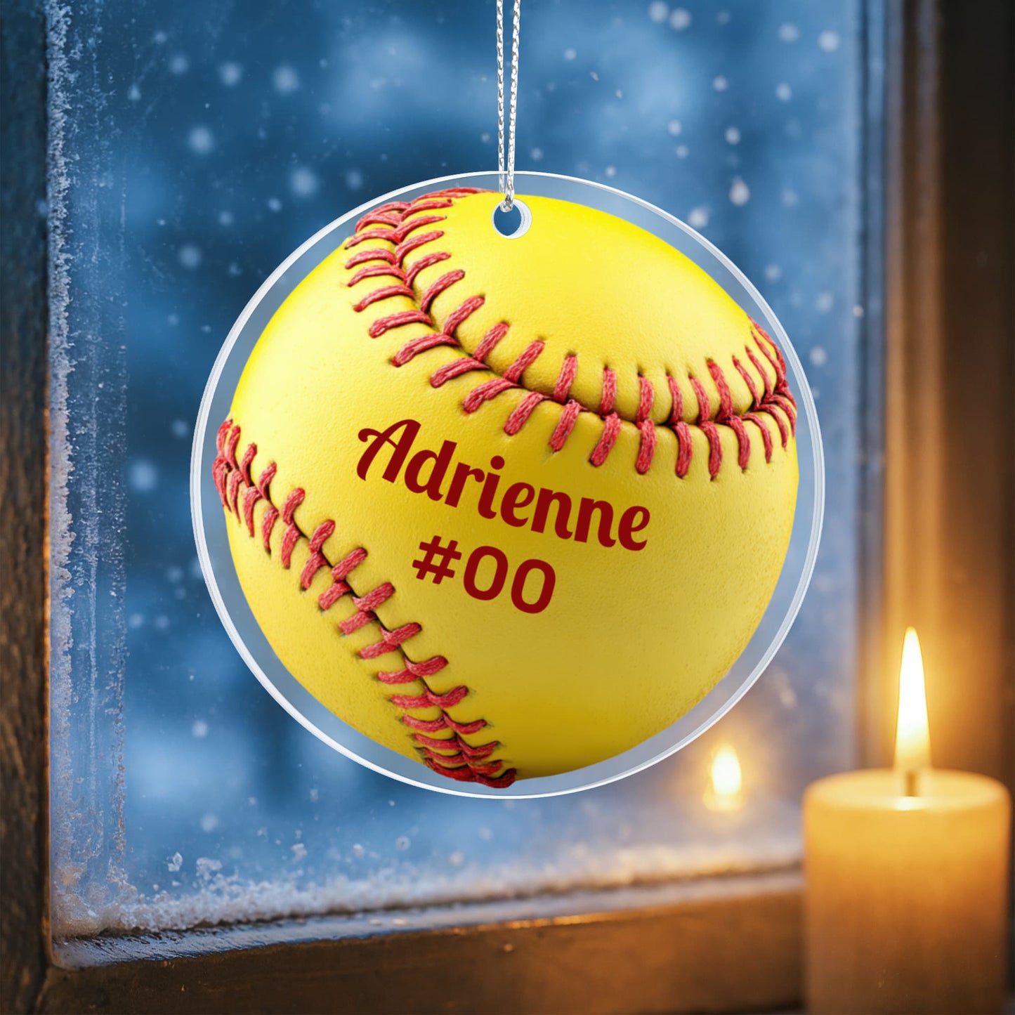 Softball Acrylic Circle Ornament