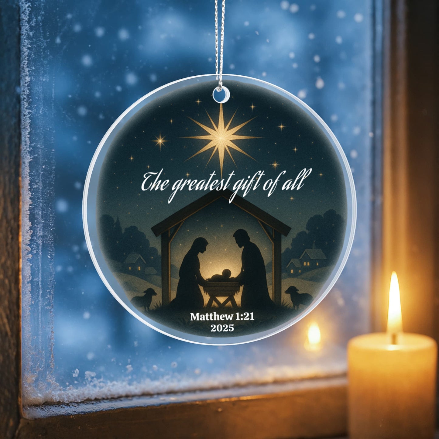 Nativity Scene Acrylic Circle Ornament