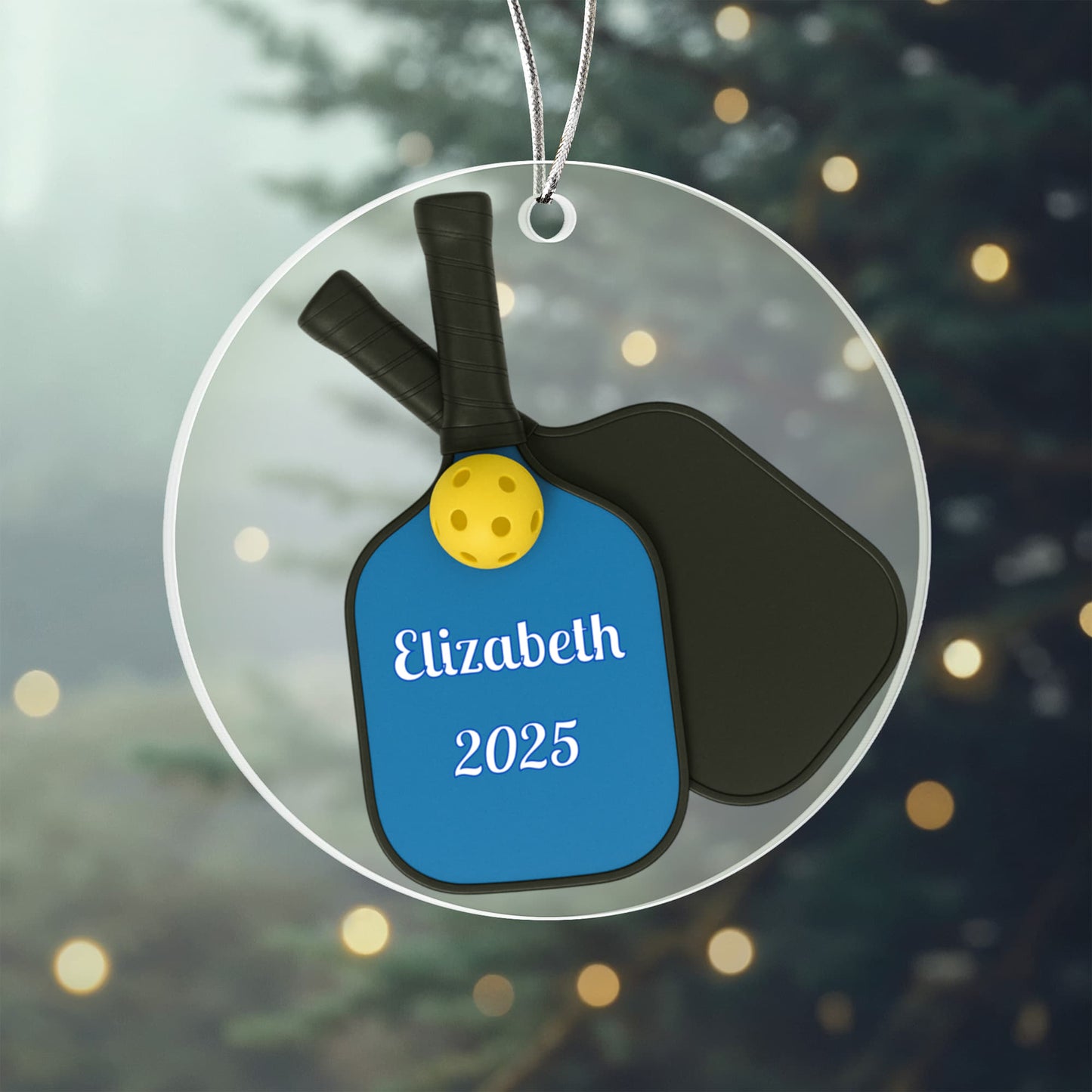 Pickleball Acrylic Circle Ornament