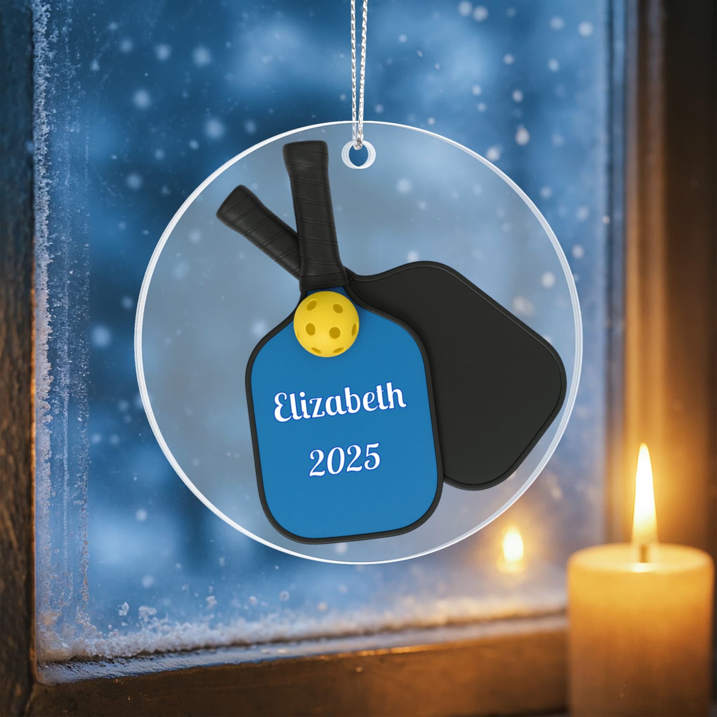 Pickleball Acrylic Circle Ornament