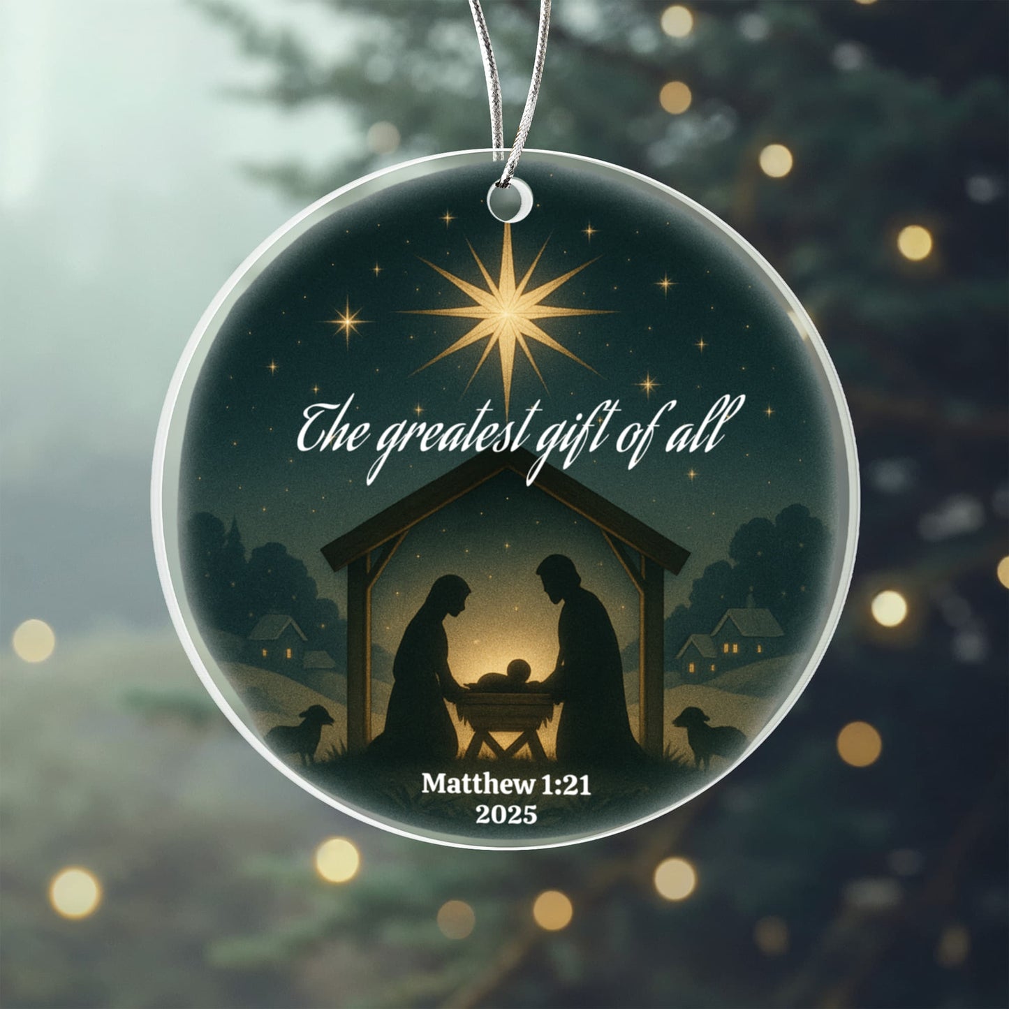 Nativity Scene Acrylic Circle Ornament