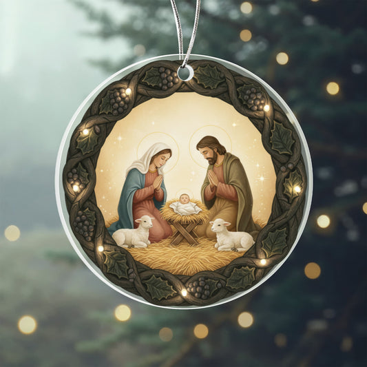 Vintage Nativity Acrylic Circle Ornament