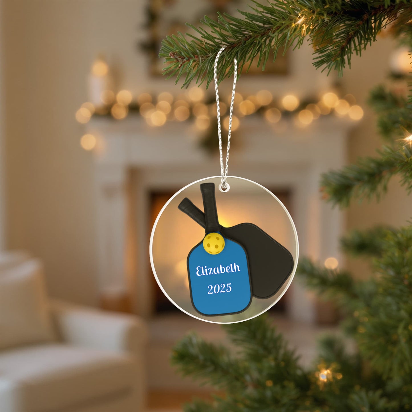 Pickleball Acrylic Circle Ornament