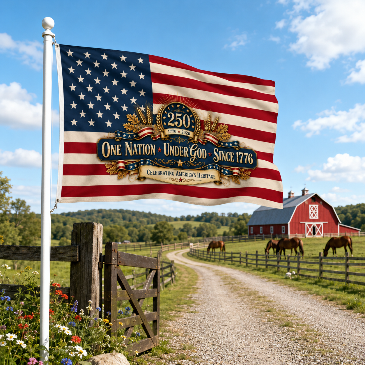 One Nation-Under God-Since 1776 Double Sided Flag