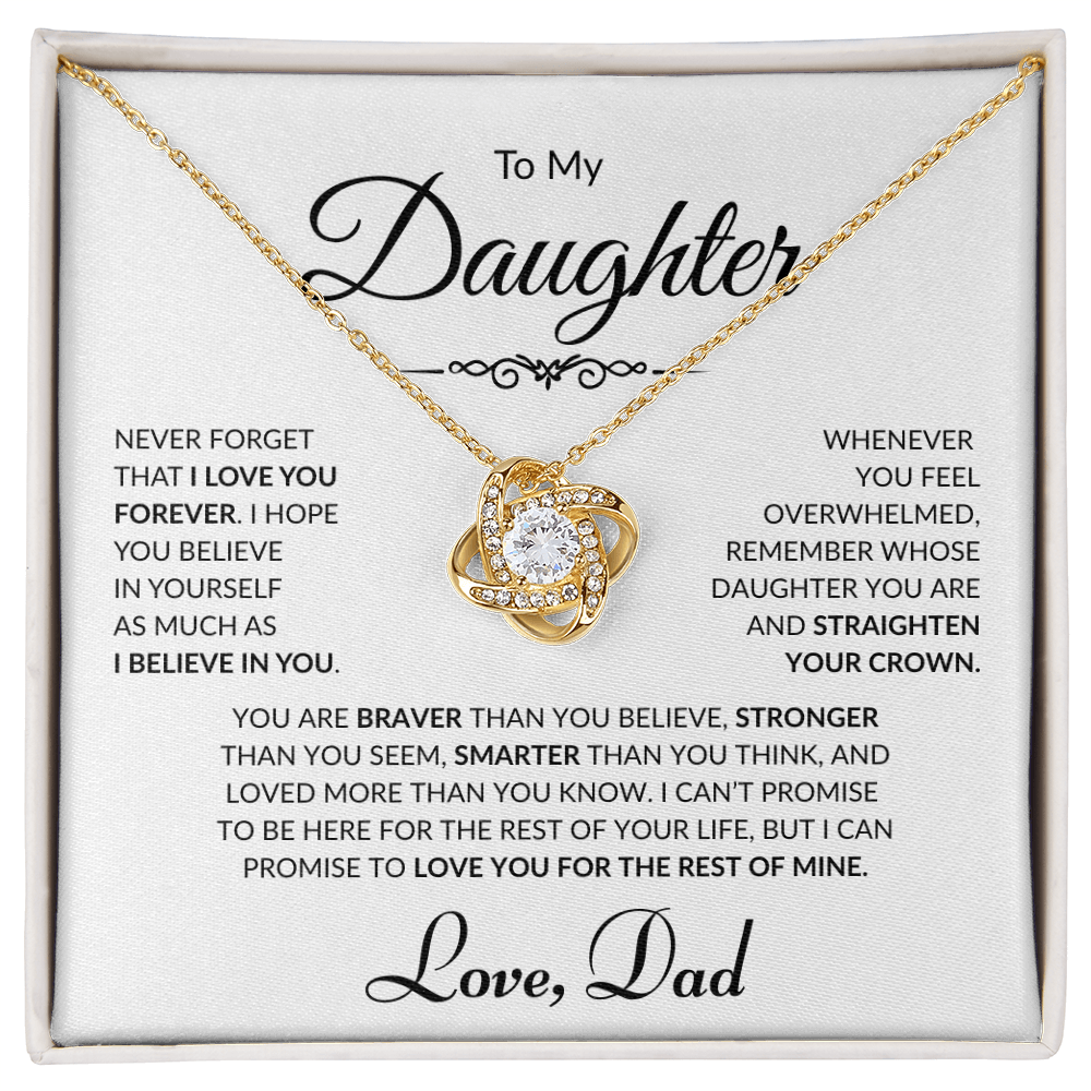 To My Daughter - Love Dad - Love Knot Necklace - White card