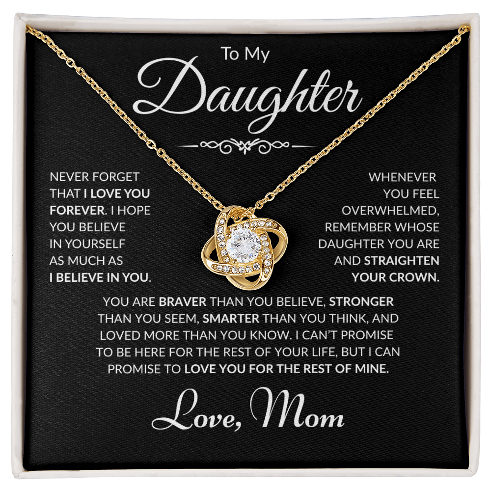 To My Daughter - Love Mom - Love Knot Necklace - Black Card