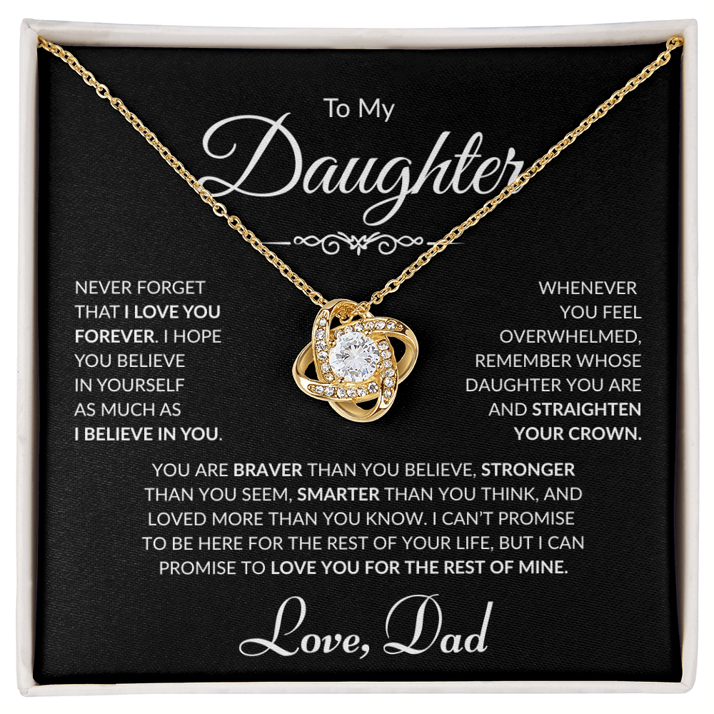 To My Daughter - Love Dad - Love Knot Necklace - Black Card