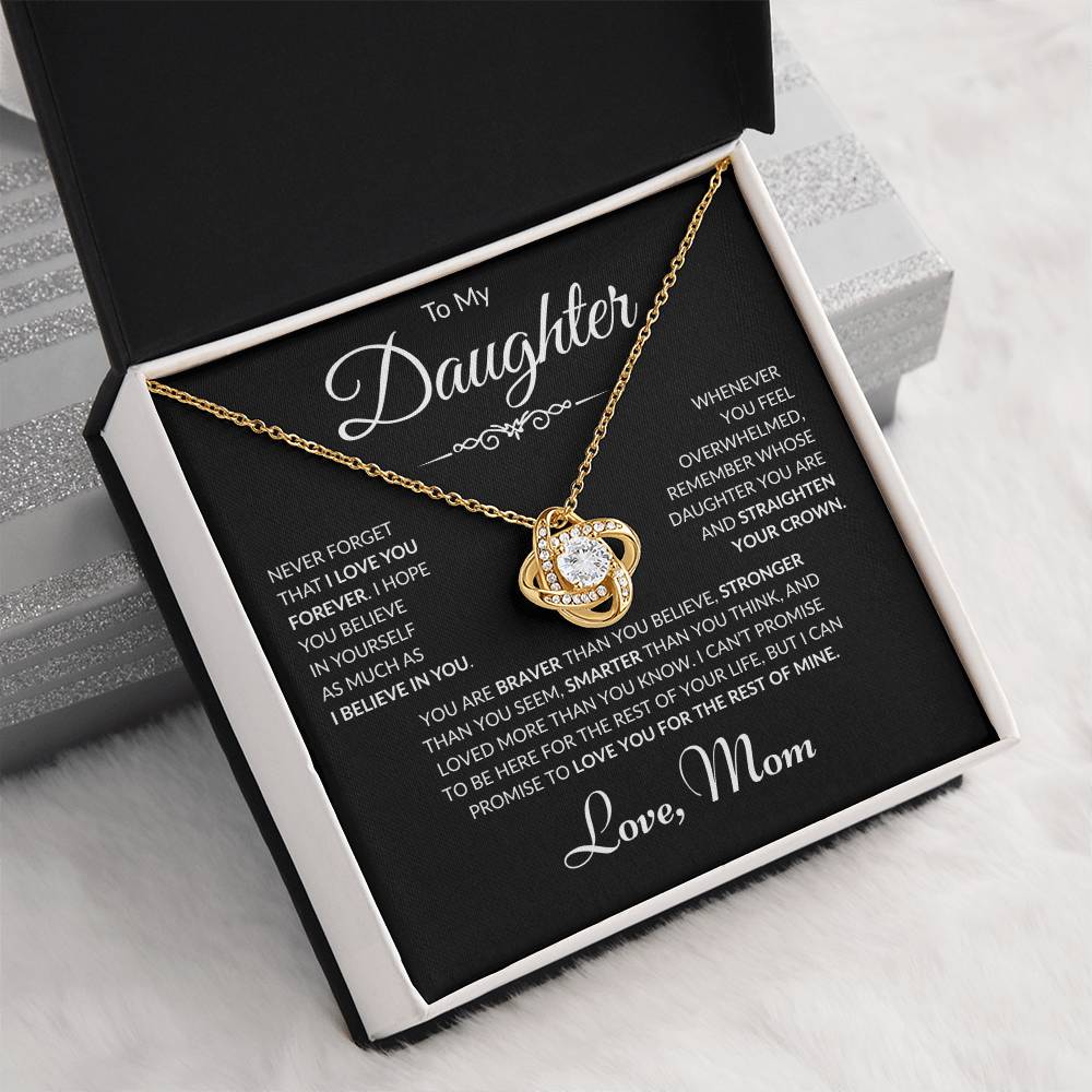 To My Daughter - Love Mom - Love Knot Necklace - Black Card