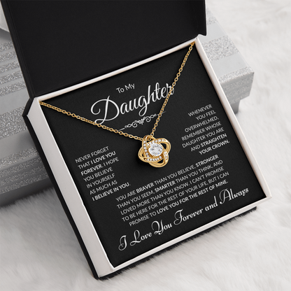 To My Daughter - I Love You Forever and Always - Black Card - Love Knot Necklace