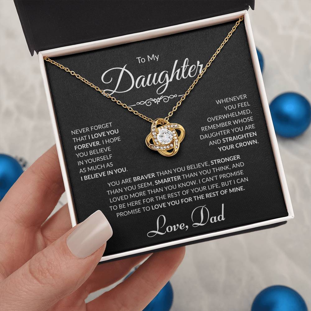To My Daughter - Love Dad - Love Knot Necklace - Black Card