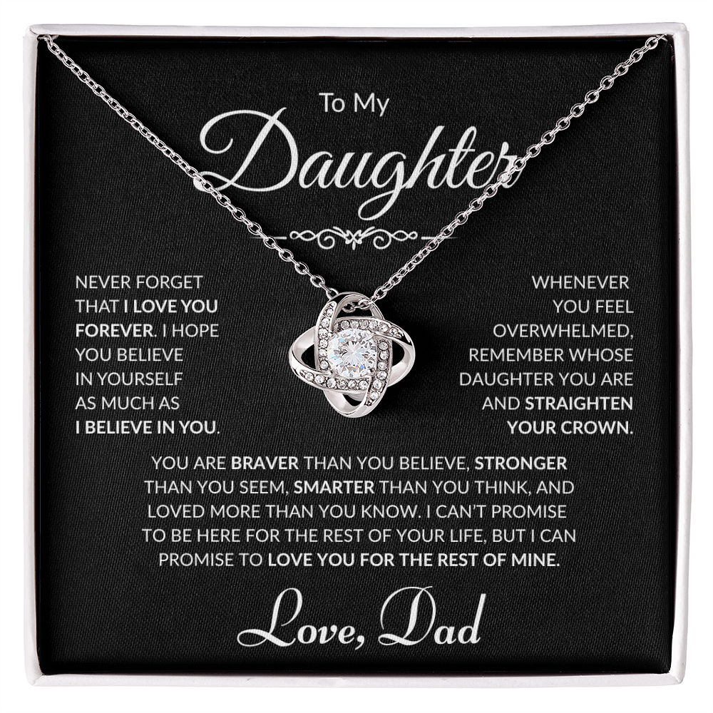 To My Daughter - Love Dad - Love Knot Necklace - Black Card