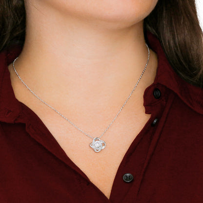 To My Daughter - Love Mom - Love Knot Necklace - White Card