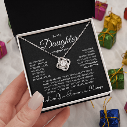 To My Daughter - I Love You Forever and Always - Black Card - Love Knot Necklace