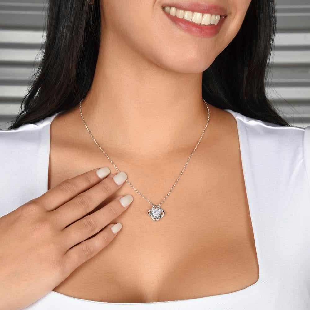 To My Daughter -  I Love You Forever and Always - White Card - Love Knot Necklace