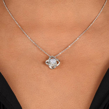 To My Daughter - Love Dad - Love Knot Necklace - White card