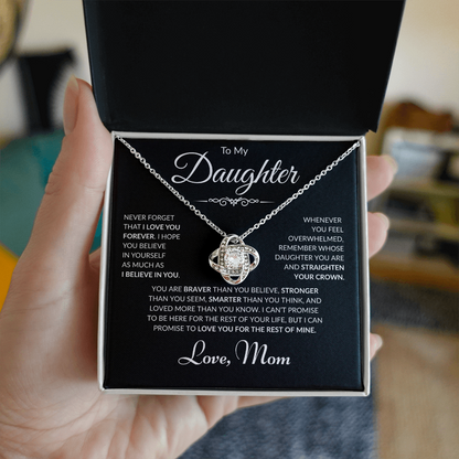 To My Daughter - Love Mom - Love Knot Necklace - Black Card