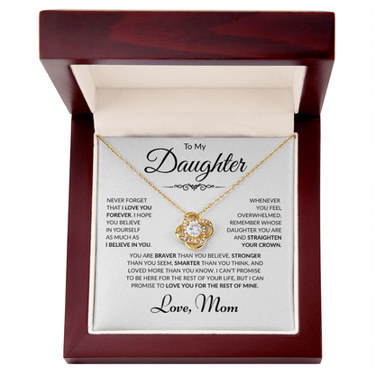 To My Daughter - Love Mom - Love Knot Necklace - White Card