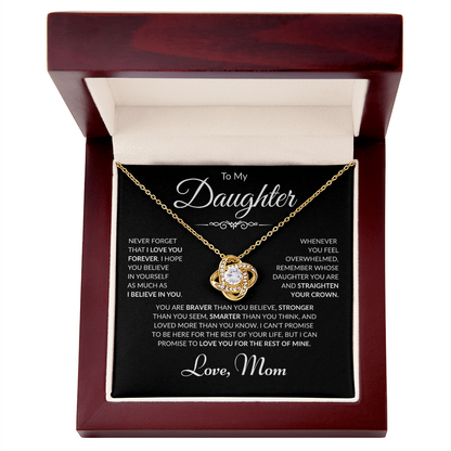 To My Daughter - Love Mom - Love Knot Necklace - Black Card