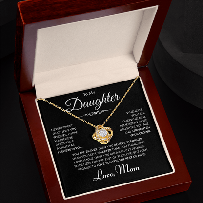To My Daughter - Love Mom - Love Knot Necklace - Black Card