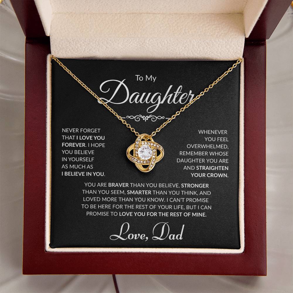 To My Daughter - Love Dad - Love Knot Necklace - Black Card