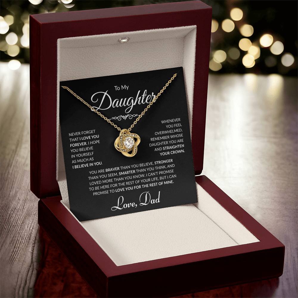 To My Daughter - Love Dad - Love Knot Necklace - Black Card