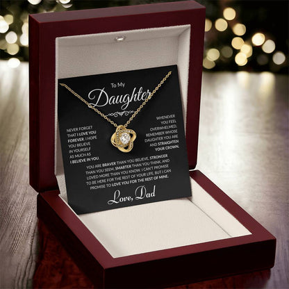 To My Daughter - Love Dad - Love Knot Necklace - Black Card