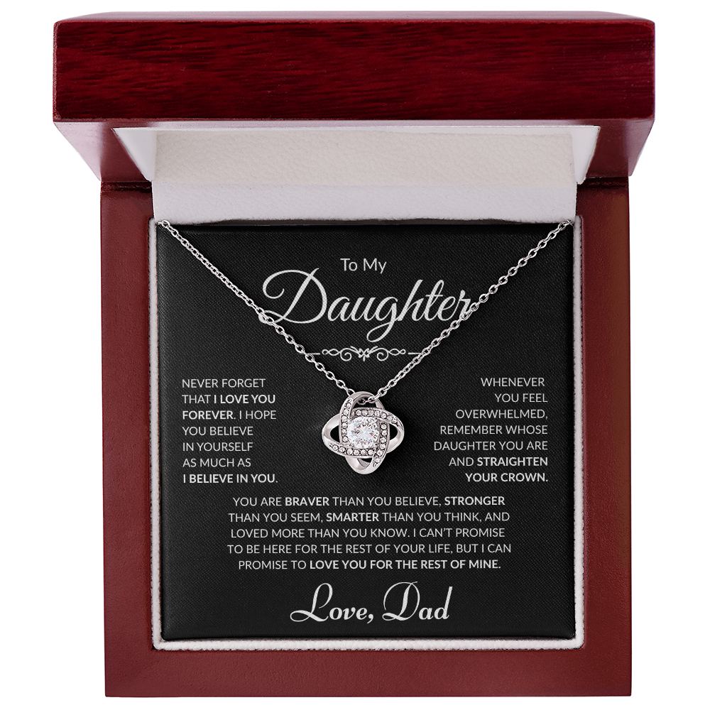 To My Daughter - Love Dad - Love Knot Necklace - Black Card
