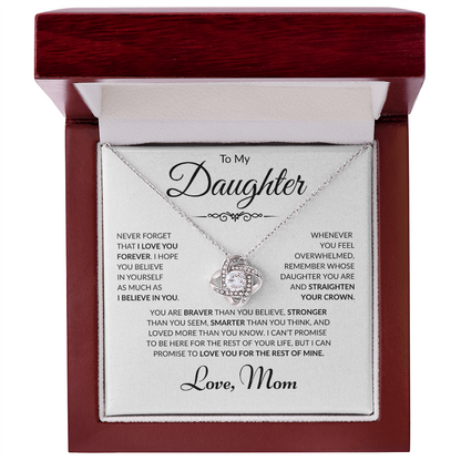 To My Daughter - Love Mom - Love Knot Necklace - White Card