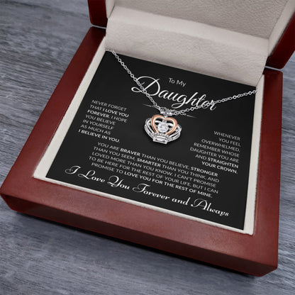 To My Daughter - Crown Pendant - Black Card