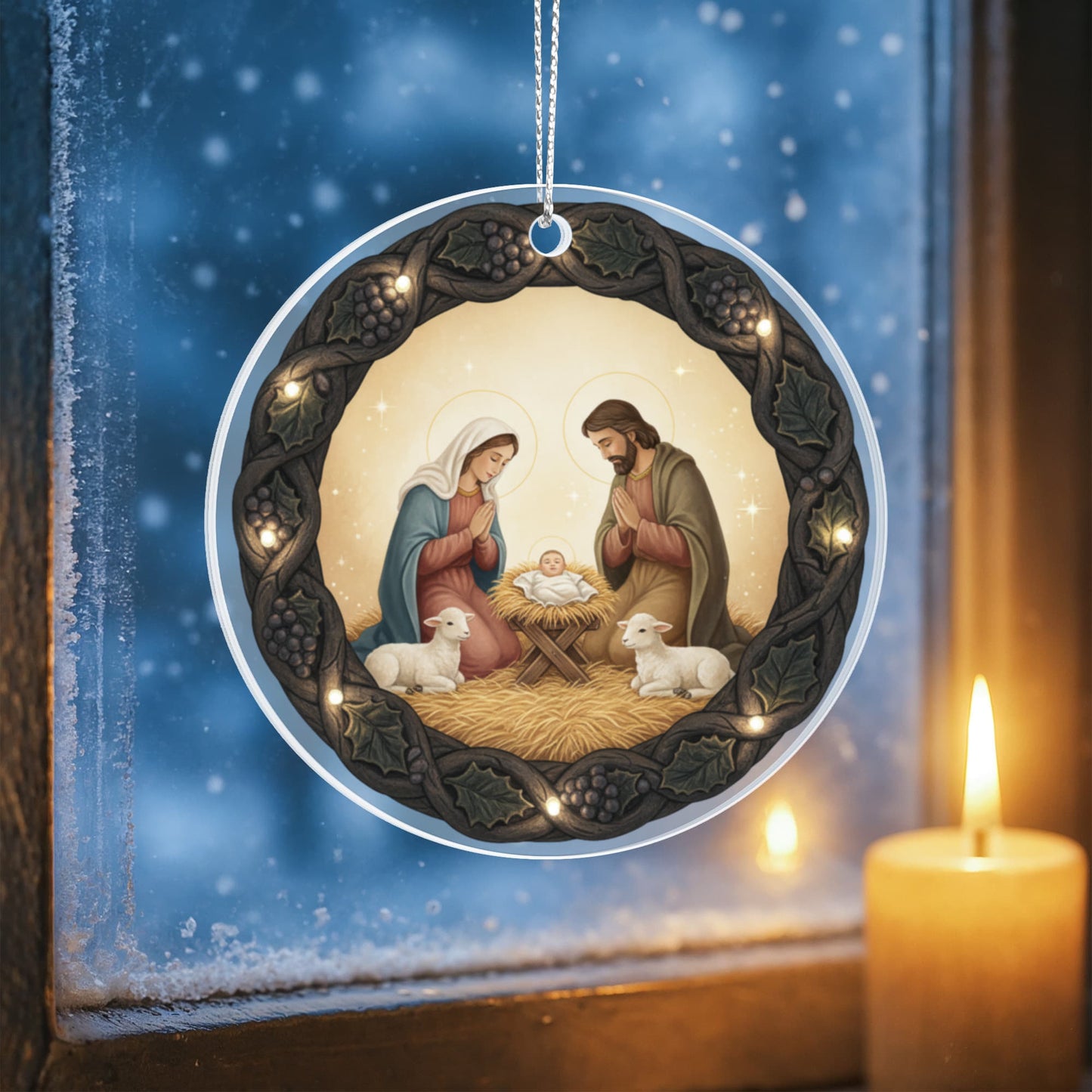 Vintage Nativity Acrylic Circle Ornament
