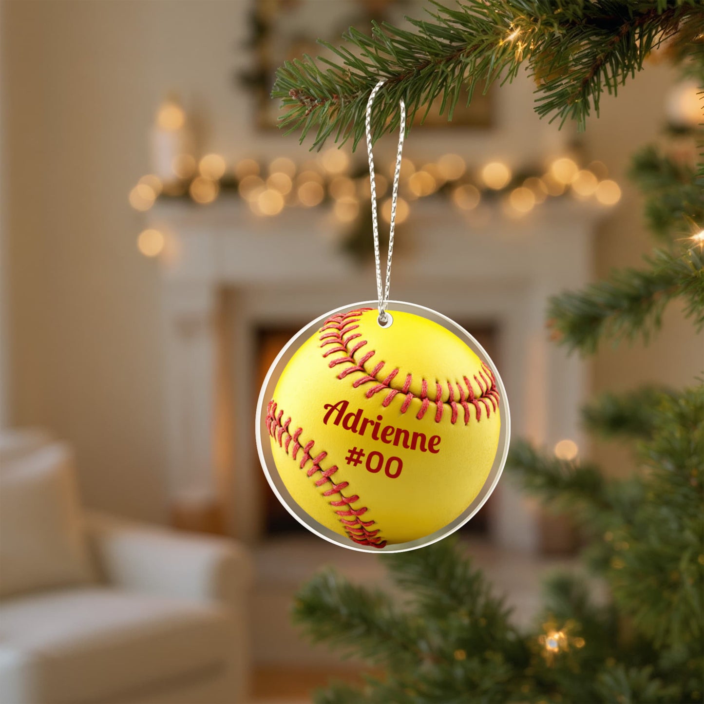 Softball Acrylic Circle Ornament