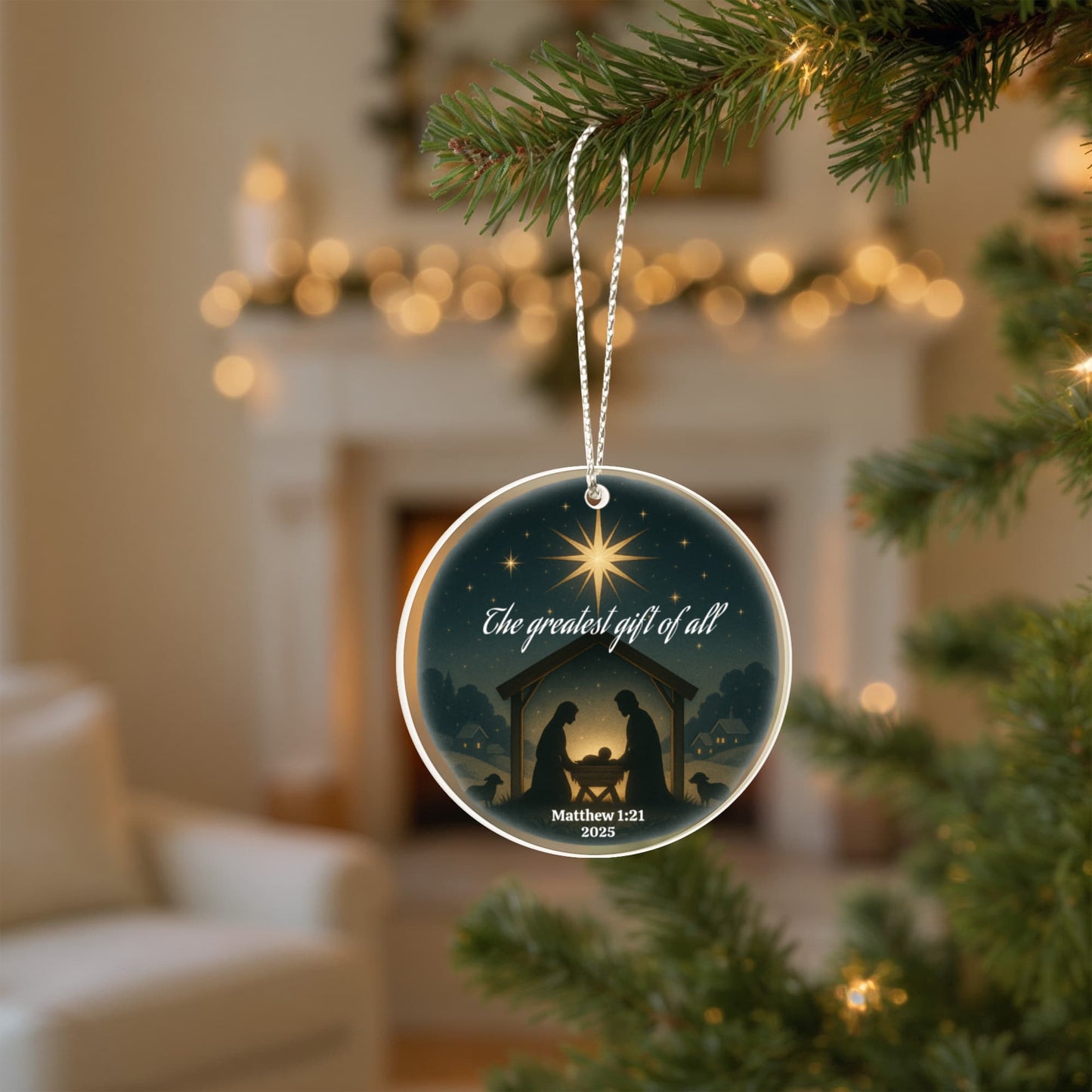Nativity Scene Acrylic Circle Ornament